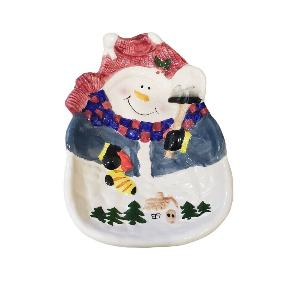 Christmas Snowman Candy Nut Dish Wall Decorative Plate Plaque Hanging